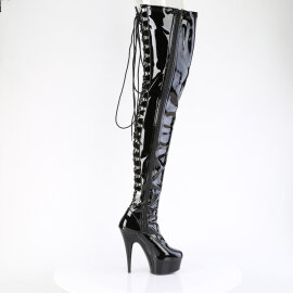 Pleaser DELIGHT-4063 Plateau Overknee Stiefel Lack Schwarz EU-37 / US-7