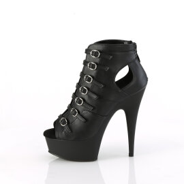 Pleaser DELIGHT-600-11 Plateau Stiefeletten Kunstleder Schwarz EU-35 / US-5