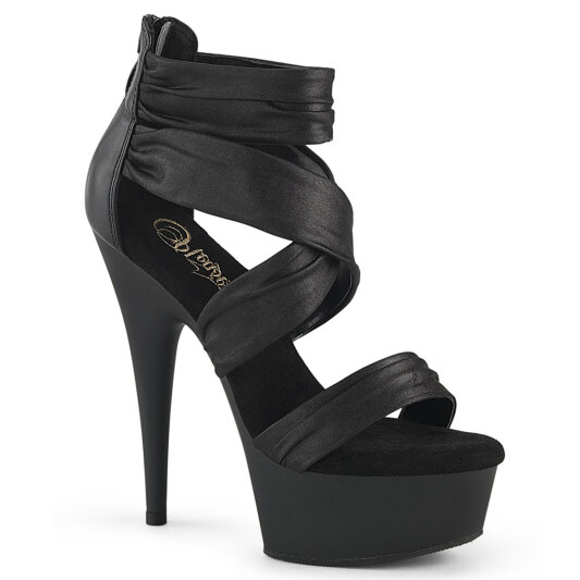 Pleaser DELIGHT-620 Plateau Sandaletten Stoff Schwarz EU-35 / US-5