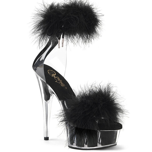 Pleaser DELIGHT-624F Plateau Sandaletten Clear Schwarz EU-35 / US-5