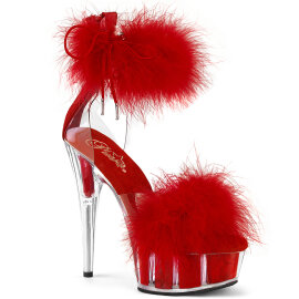 Pleaser DELIGHT-624F Plateau Sandaletten Clear Rot EU-36...