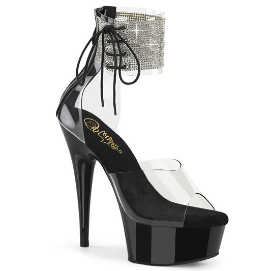 Pleaser DELIGHT-624RS Plateau Sandaletten Clear Strass Transparent EU-37 / US-7