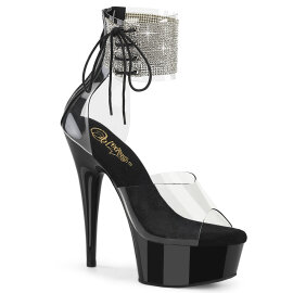 Pleaser DELIGHT-624RS Plateau Sandaletten Clear Strass Transparent EU-37 / US-7