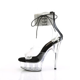 Pleaser DELIGHT-624RS Plateau Sandaletten Clear Strass Schwarz EU-42 / US-12