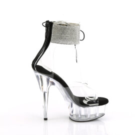 Pleaser DELIGHT-624RS Plateau Sandaletten Clear Strass Schwarz EU-42 / US-12