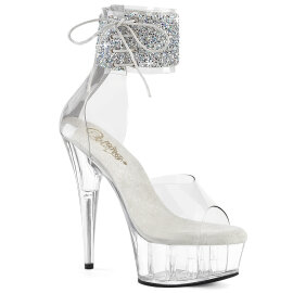 Pleaser DELIGHT-624RS-02 Plateau Sandaletten Clear Strass Transparent EU-37 / US-7