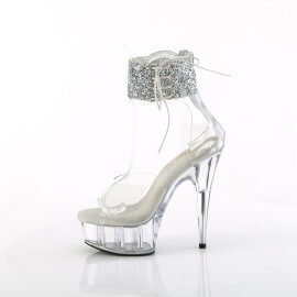 Pleaser DELIGHT-624RS-02 Plateau Sandaletten Clear Strass Transparent EU-37 / US-7