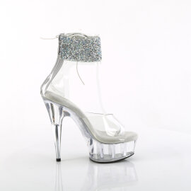 Pleaser DELIGHT-624RS-02 Plateau Sandaletten Clear Strass Transparent EU-37 / US-7