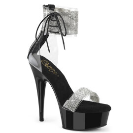 Pleaser DELIGHT-627RS Plateau Sandaletten Clear Strass...