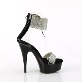 Pleaser DELIGHT-627RS Plateau Sandaletten Clear Strass Schwarz EU-36 / US-6
