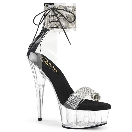 Pleaser DELIGHT-627RS Plateau Sandaletten Clear Strass Transparent EU-37 / US-7