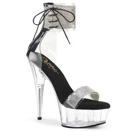 Pleaser DELIGHT-627RS Plateau Sandaletten Clear Strass...