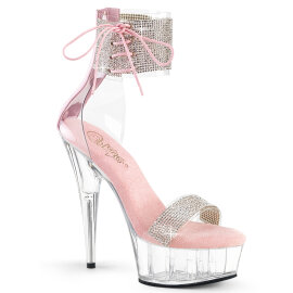 Pleaser DELIGHT-627RS Plateau Sandaletten Clear Strass...