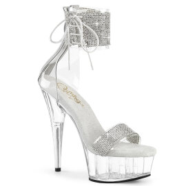 Pleaser DELIGHT-627RS Plateau Sandaletten Clear Strass...