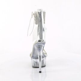 Pleaser DELIGHT-627RS Plateau Sandaletten Clear Strass Transparent Silber EU-38 / US-8