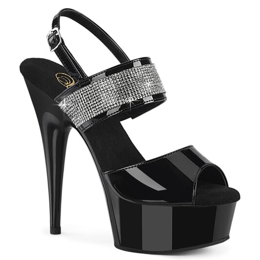 Pleaser DELIGHT-639 Plateau Sandaletten Lack Schwarz EU-40 / US-10