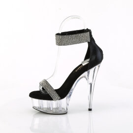Pleaser DELIGHT-641 Plateau Sandaletten Stoff Clear Schwarz EU-35 / US-5