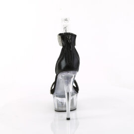 Pleaser DELIGHT-641 Plateau Sandaletten Stoff Clear Schwarz EU-35 / US-5