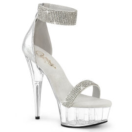 Pleaser DELIGHT-641 Plateau Sandaletten Stoff Clear...