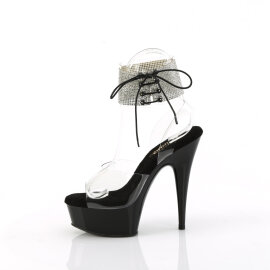 Pleaser DELIGHT-691-2RS Plateau Sandaletten Clear Strass Schwarz EU-35 / US-5