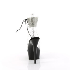 Pleaser DELIGHT-691-2RS Plateau Sandaletten Clear Strass Schwarz EU-42 / US-12