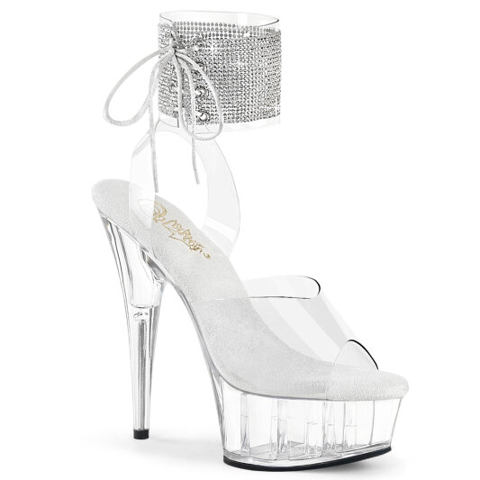 Pleaser DELIGHT-691-2RS Plateau Sandaletten Clear Strass Transparent EU-36 / US-6