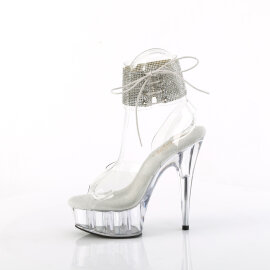 Pleaser DELIGHT-691-2RS Plateau Sandaletten Clear Strass Transparent EU-36 / US-6