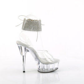 Pleaser DELIGHT-691-2RS Plateau Sandaletten Clear Strass Transparent EU-36 / US-6