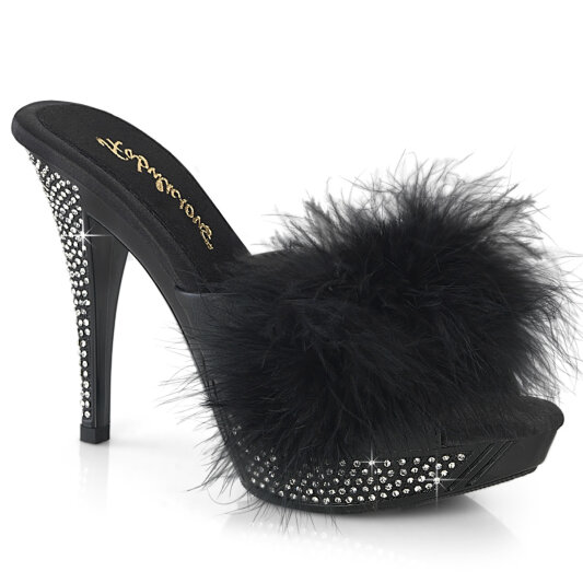 Fabulicious ELEGANT-401F Plateau Pantoletten Kunstleder Schwarz EU-36 / US-6