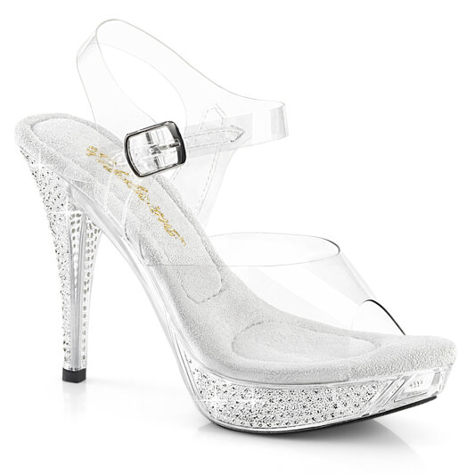 Fabulicious ELEGANT-408 Plateau Sandaletten Clear Strass Transparent EU-37 / US-7