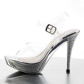Fabulicious ELEGANT-408 Plateau Sandaletten Chrom Clear Silber EU-39 / US-9