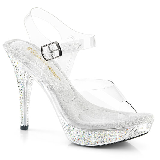 Fabulicious ELEGANT-408ABRS Plateau Sandaletten Clear Strass Transparent EU-36 / US-6