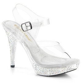 Fabulicious ELEGANT-408ABRS Plateau Sandaletten Clear Strass Transparent EU-36 / US-6