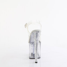 Pleaser ENCHANT-708AQUA-04 Plateau Sandaletten Clear Glitter Silber EU-38 / US-8