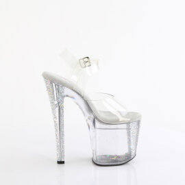 Pleaser ENCHANT-708AQUA-04 Plateau Sandaletten Clear Glitter Silber EU-38 / US-8