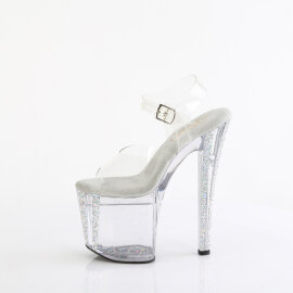 Pleaser ENCHANT-708AQUA-04 Plateau Sandaletten Clear Glitter Silber EU-39 / US-9