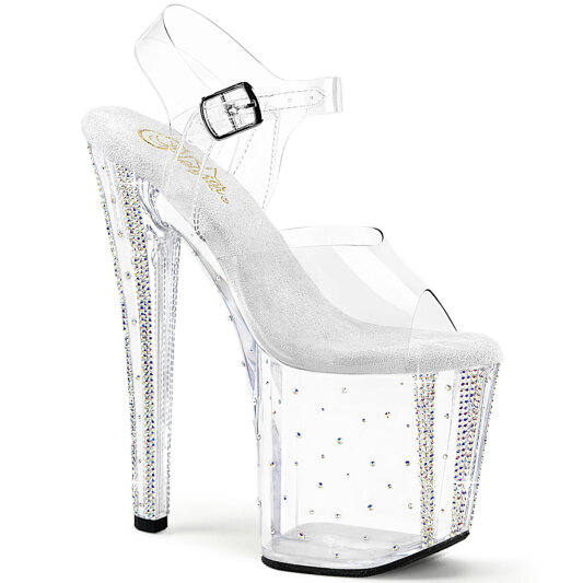 Pleaser ENCHANT-708RS-01 Plateau Sandaletten Clear Strass Transparent EU-38 / US-8