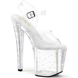 Pleaser ENCHANT-708RS-01 Plateau Sandaletten Clear Strass...