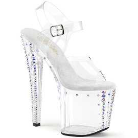 Pleaser ENCHANT-708RS-02 Plateau Sandaletten Clear Strass...
