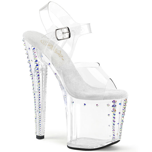 Pleaser ENCHANT-708RS-02 Plateau Sandaletten Clear Strass Transparent EU-40 / US-10