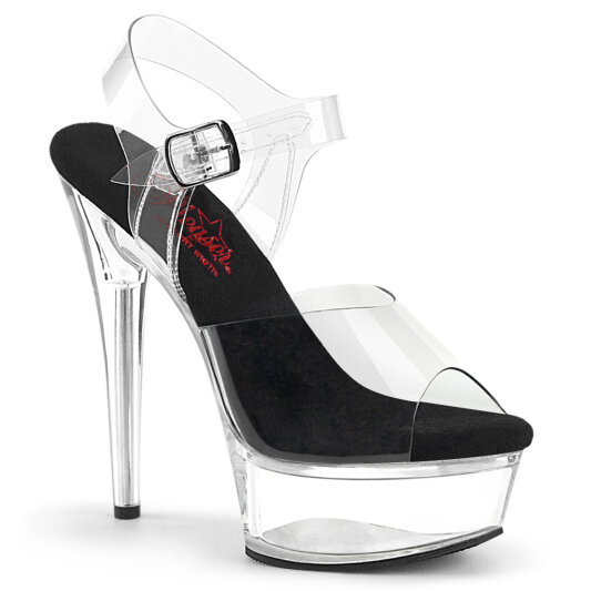 Pleaser EXCITE-608 Plateau Sandaletten Clear Schwarz EU-35 / US-5