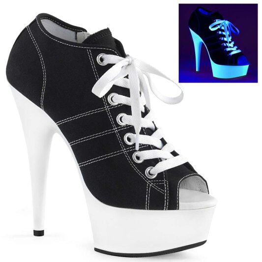 Pleaser Stiefelette DELIGHT-600SK-01 Schwarz Neon-Weiß EU-35 / US-5