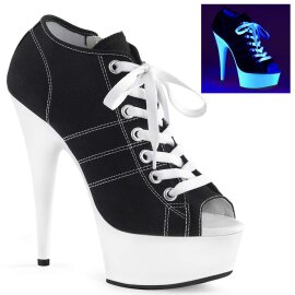 Pleaser Stiefelette DELIGHT-600SK-01 Schwarz Neon-Weiß EU-35 / US-5