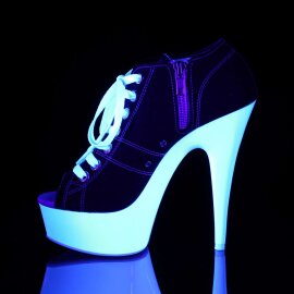 Pleaser Stiefelette DELIGHT-600SK-01 Schwarz Neon-Weiß EU-35 / US-5