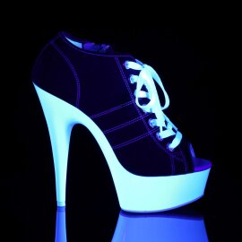 Pleaser Stiefelette DELIGHT-600SK-01 Schwarz Neon-Weiß EU-35 / US-5