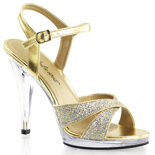 Fabulicious FLAIR-419/G/C Sandaletten Clear Glitter Gold EU-42 / US-12