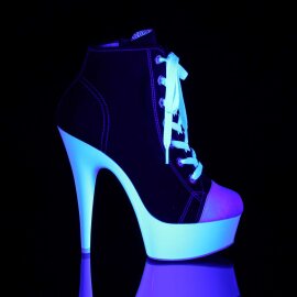 Pleaser Stiefelette DELIGHT-600SK-02 Schwarz Neon-Weiß EU-35 / US-5