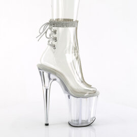 Pleaser FLAMINGO-1018C-2RS Plateau Stiefeletten Clear Strass Transparent EU-37 / US-7