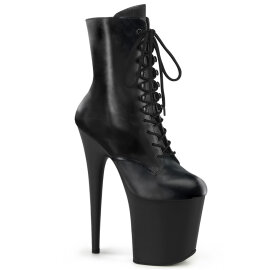 Pleaser FLAMINGO-1020 Plateau Stiefeletten Leder Schwarz...