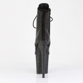 Pleaser FLAMINGO-1020RM Plateau Stiefeletten Kunstleder Strass Mesh Schwarz EU-35 / US-5